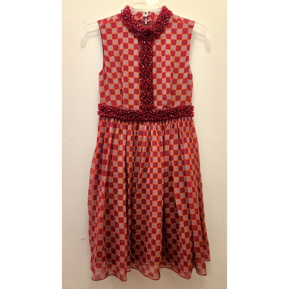 Anna Sui embellished printed silk dress 2